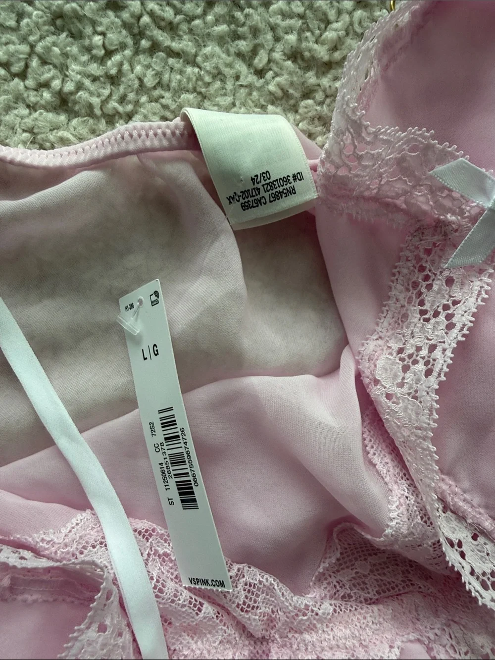 PINK Victoria's Secret Light Pink Lace-Trim Camisole & Shorts Set Size M